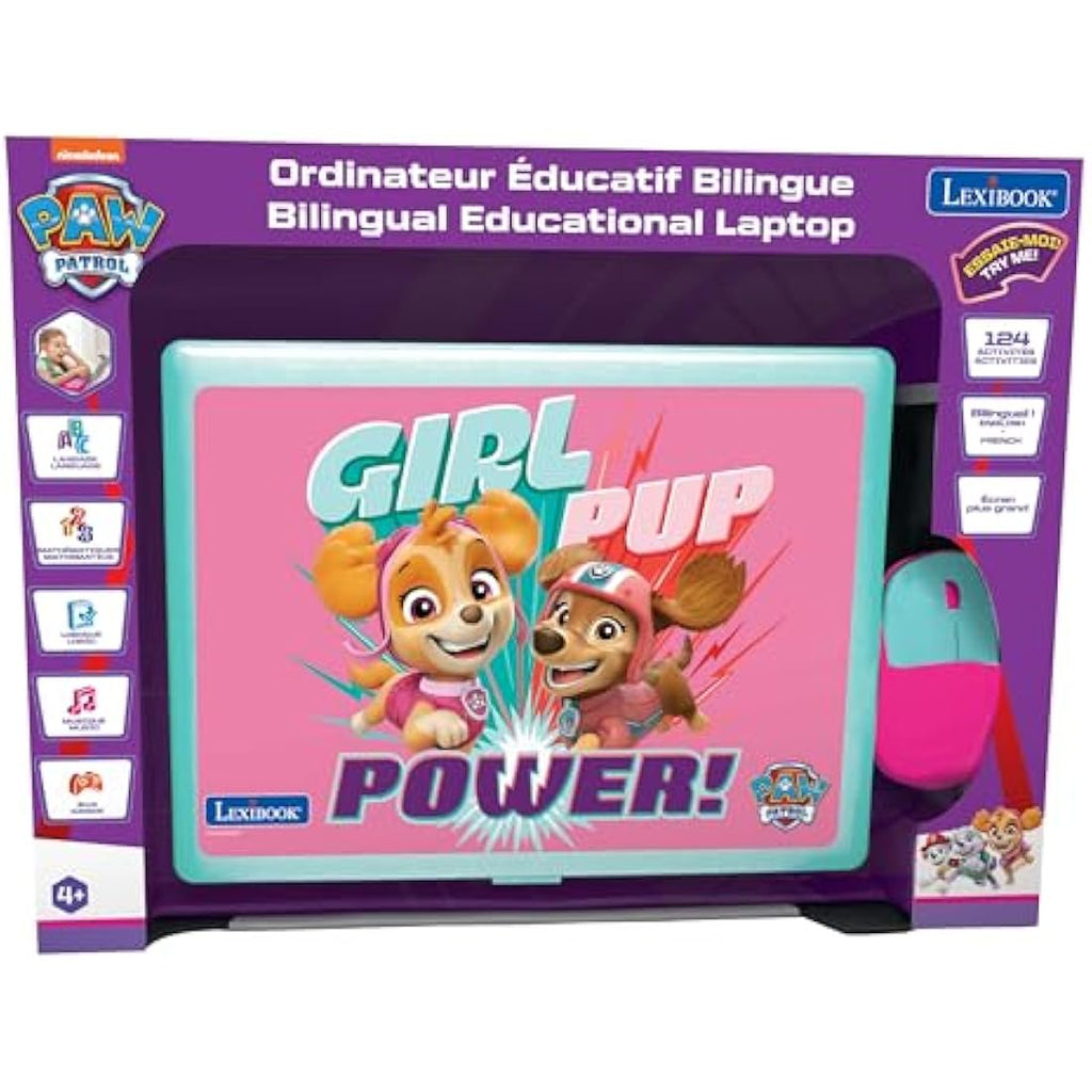 Lexibook Paw Patrol Bilingual Educational Laptop - 124 Activities, Pink