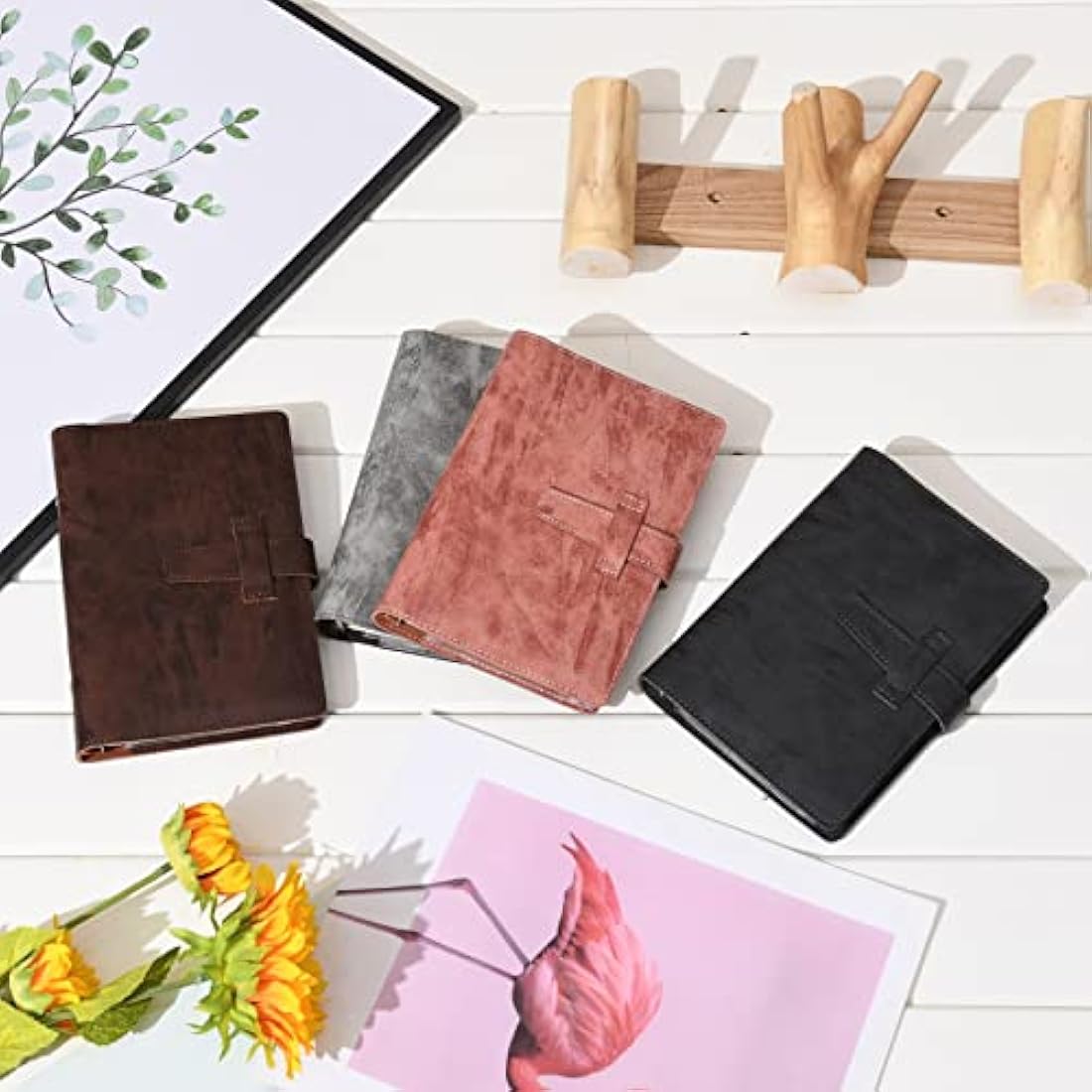 Jolof Store A6 Leather Binder Diary - Refillable 6 Ring Notebook, Coffee