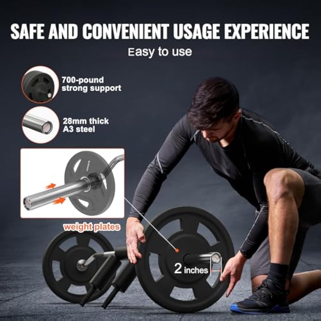 VEVOR Safety Squat Bar | 1500 LBS Capacity A3 Steel Barbell for Home Gym