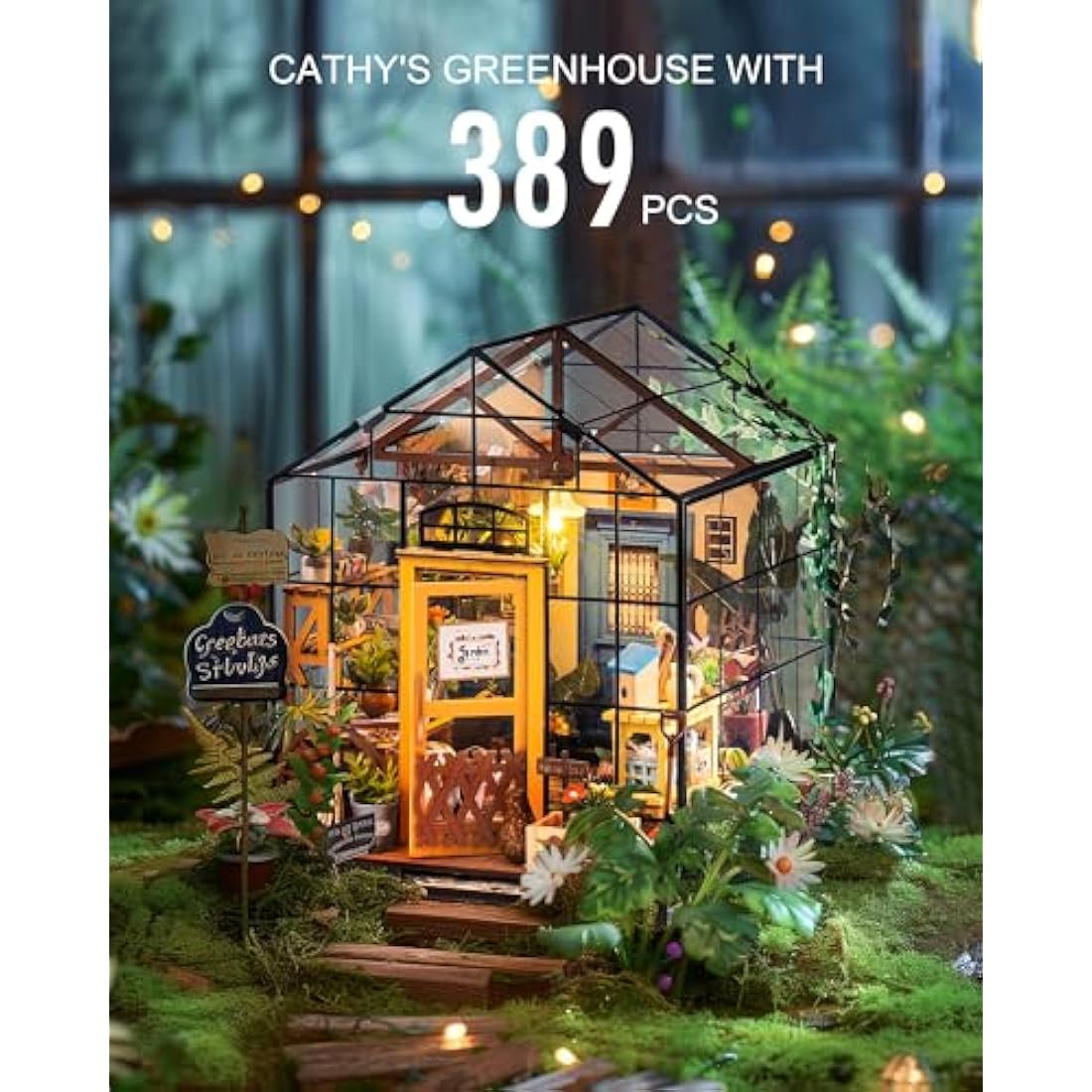 Rolife DIY Miniature Greenhouse Kit – Cathy's Flower House with LED