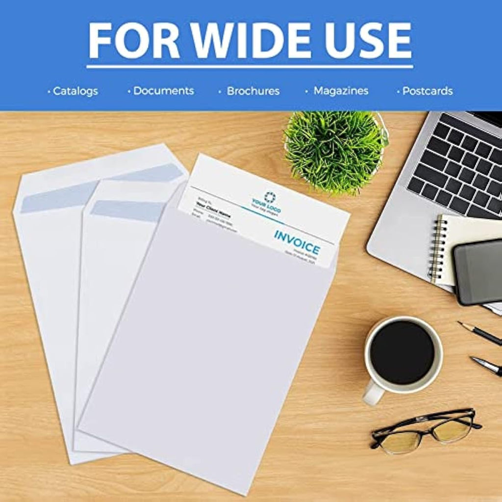 Evour C4 A4 White Self Seal Envelopes - 100 GSM Windowless - 100 Pack