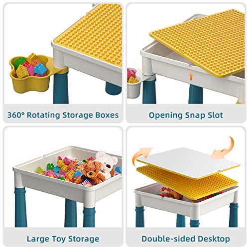 burgkidz 5-in-1 Kids Activity Table and Chair Set with 130 Building Blocks