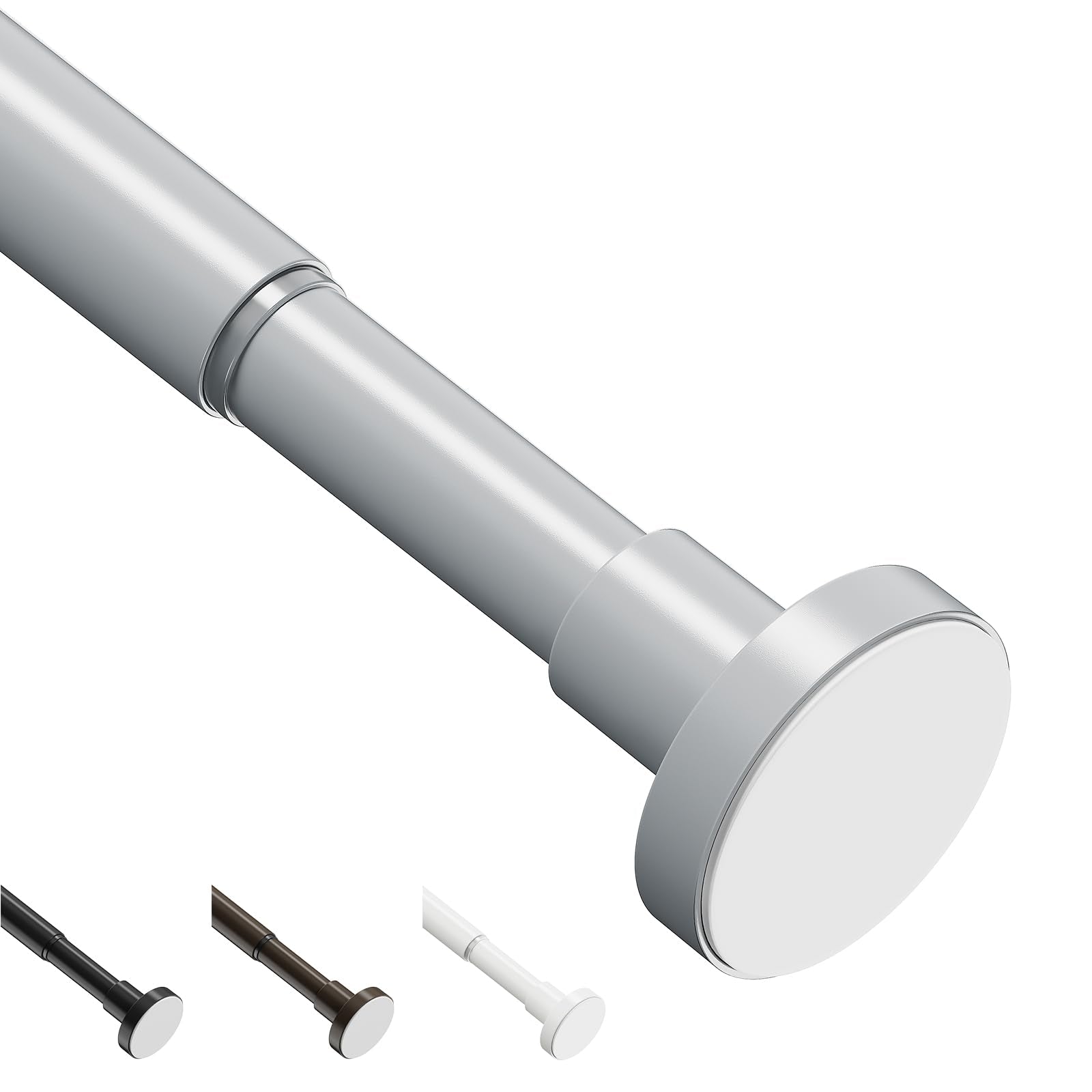 WELDUN Shower Curtain Tension Rod – 48-82cm No Drill Adjustable Gray