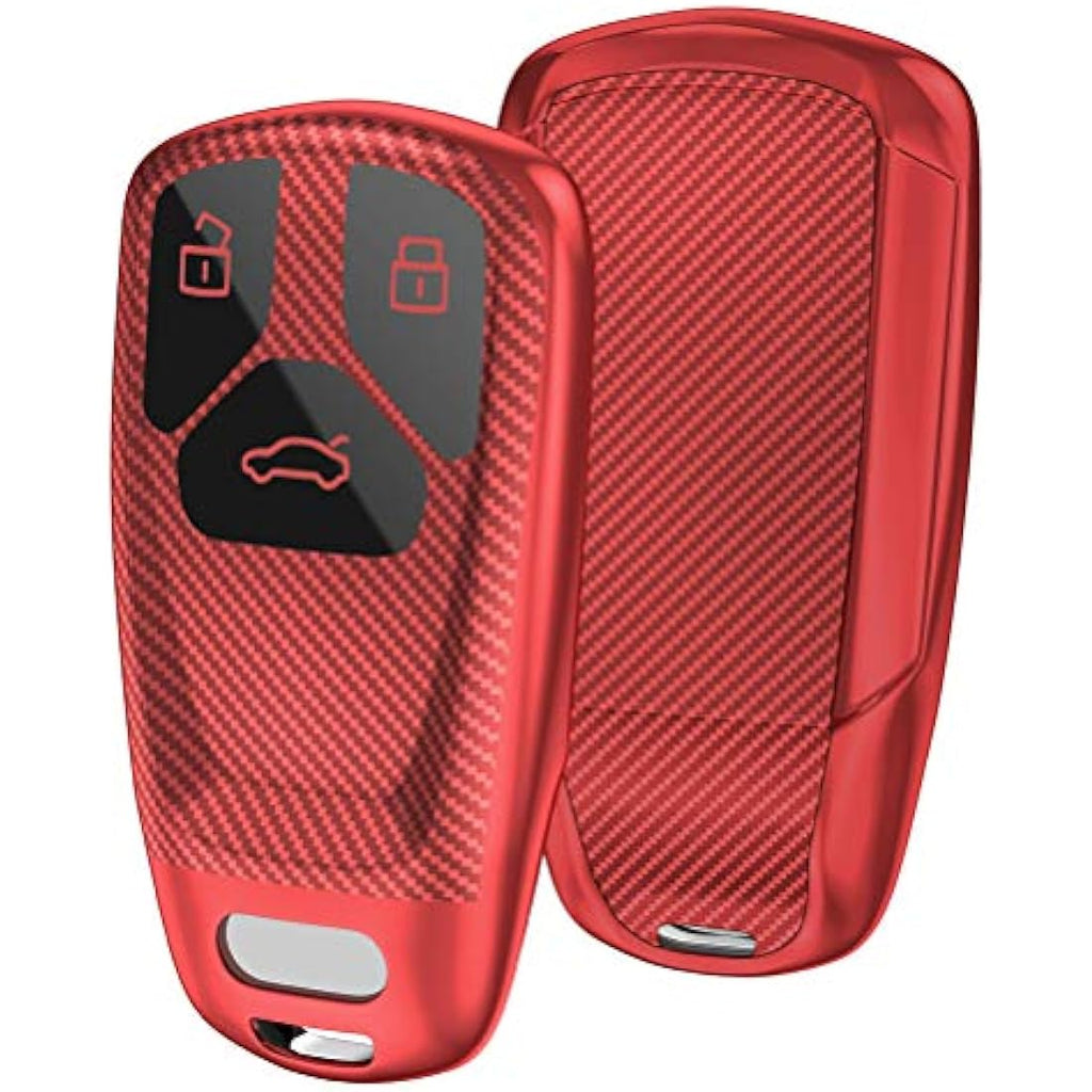 Audi TPU Silicone 3-Button Key Fob Cover – Red Stripe