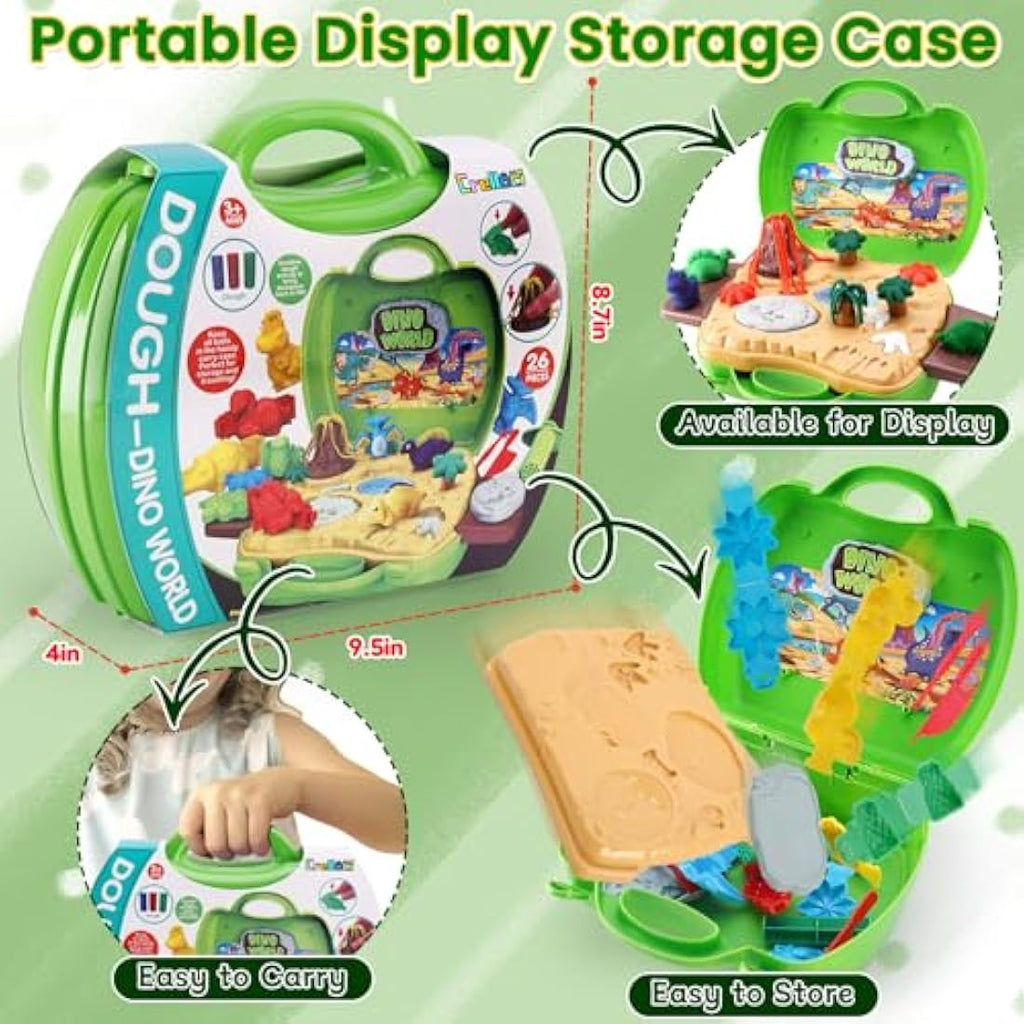 Dear Deer Dinosaur Color Dough Play Set – 26 Pcs Kids Pretend Toy Kit