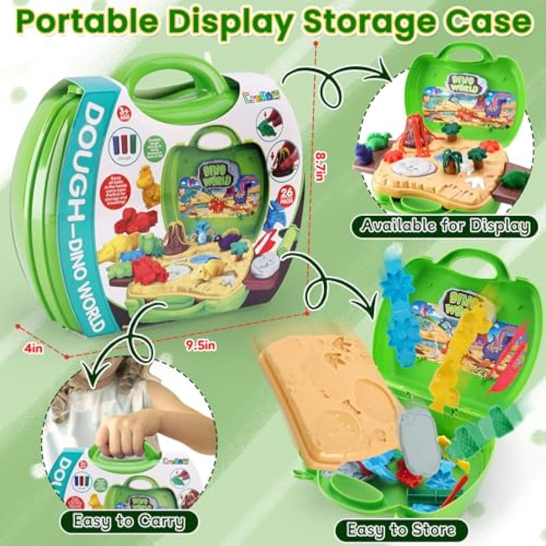 Dear Deer Dinosaur Color Dough Play Set – 26 Pcs Kids Pretend Toy Kit