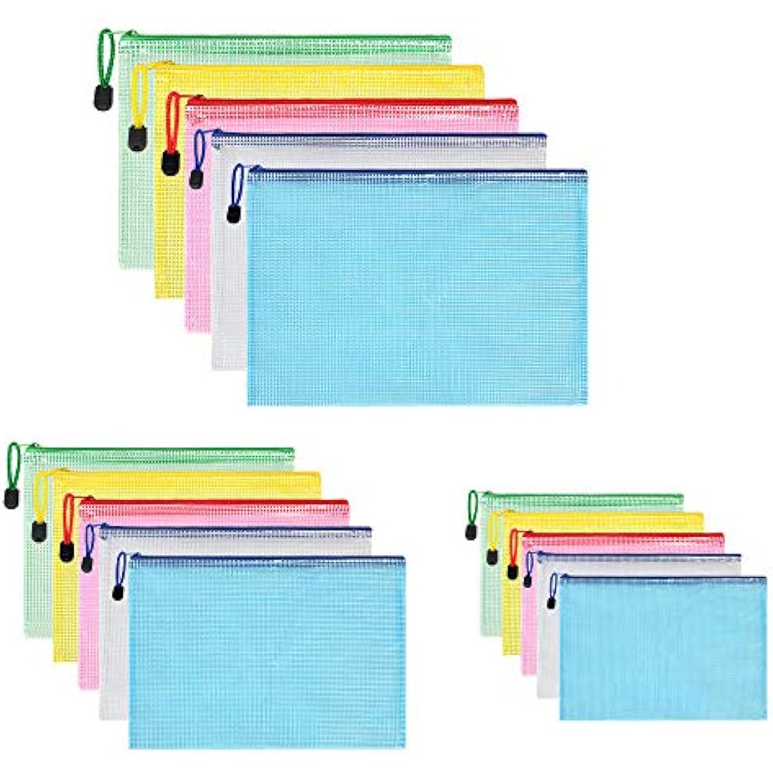 Vicloon 15Pcs Mesh Document Wallets – A3 A4 A5 Waterproof Zip Bags