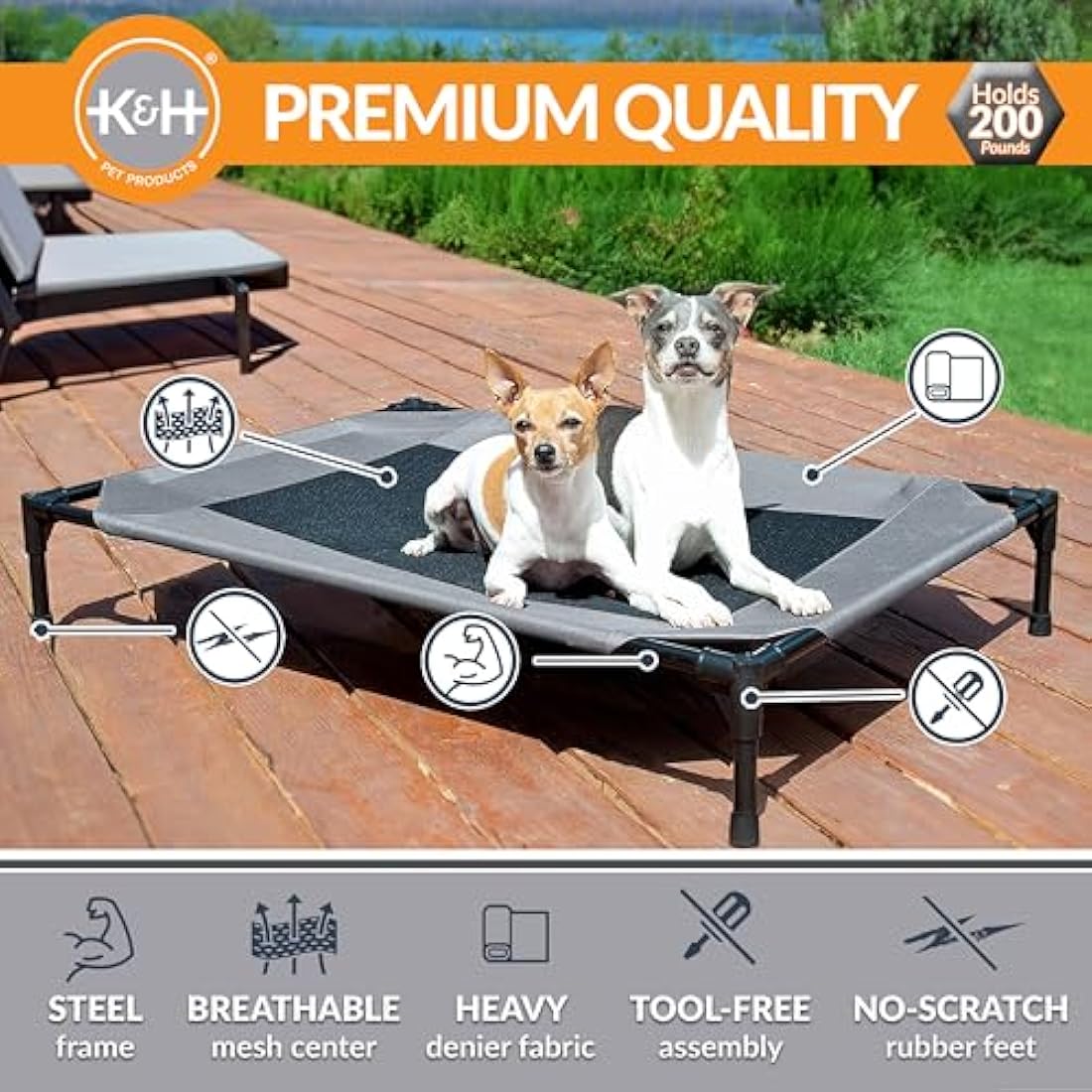 K&H Pet Products Cooling Elevated Dog Bed – Breathable Mesh Cot