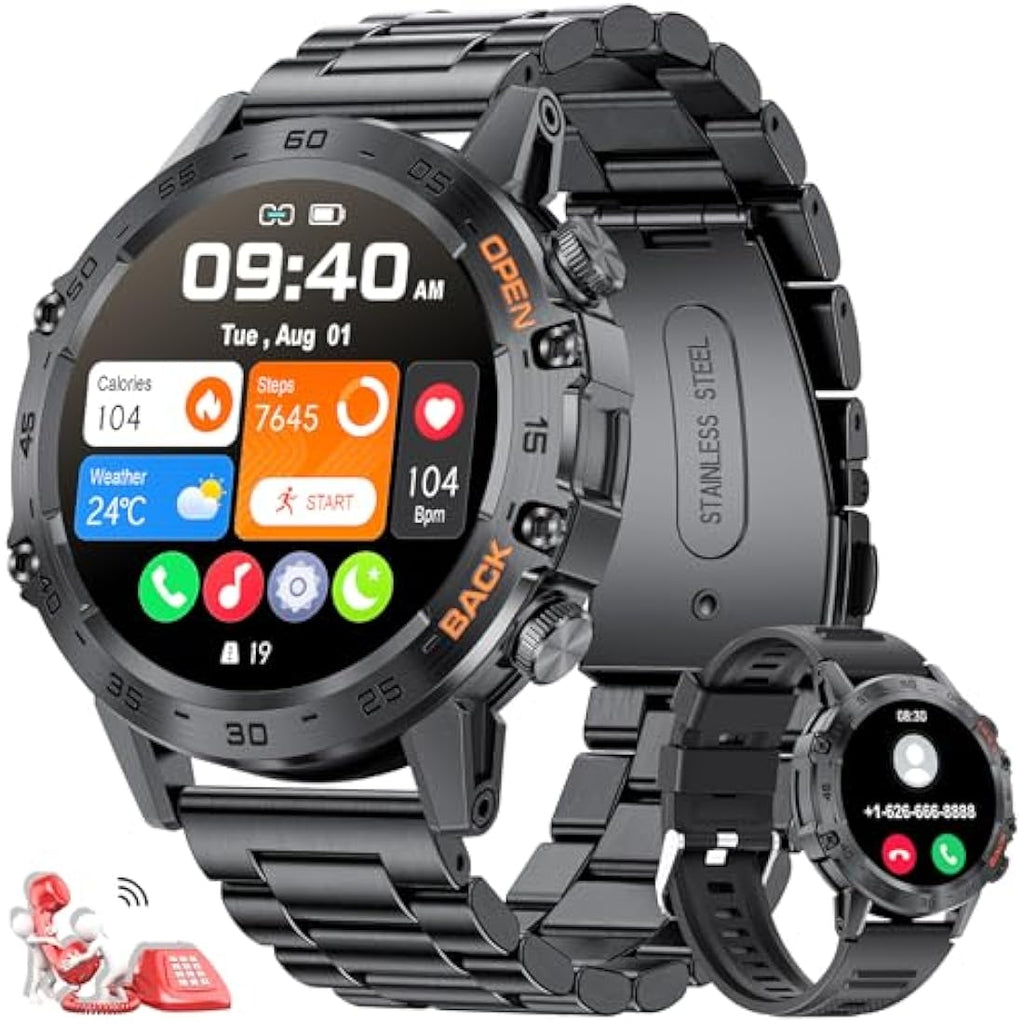 FEELNEVER Military Smart Watch for Men | Tactical Fitness Tracker - Black