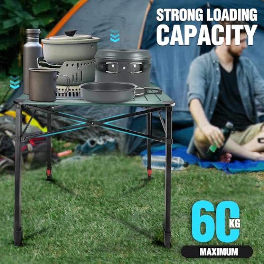 VILLEY Aluminum Camping Table | Folding Portable Table with Carry Bag