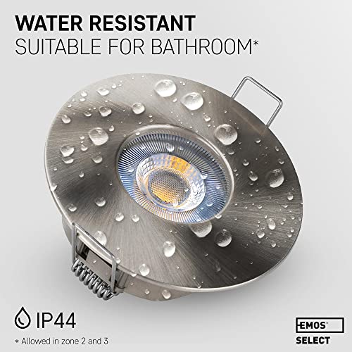 EMOS IP44 Waterproof LED Recessed Downlights - 5W Warm White, Pack of 12