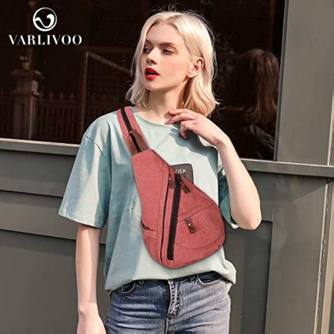 VARLIVOO Waterproof Canvas Sling Bag – Unisex Crossbody Hiking Daypack