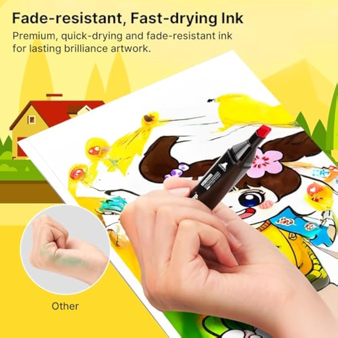 Tongfushop 168 Color Dual Tip Alcohol Markers – Permanent Art Pen Set