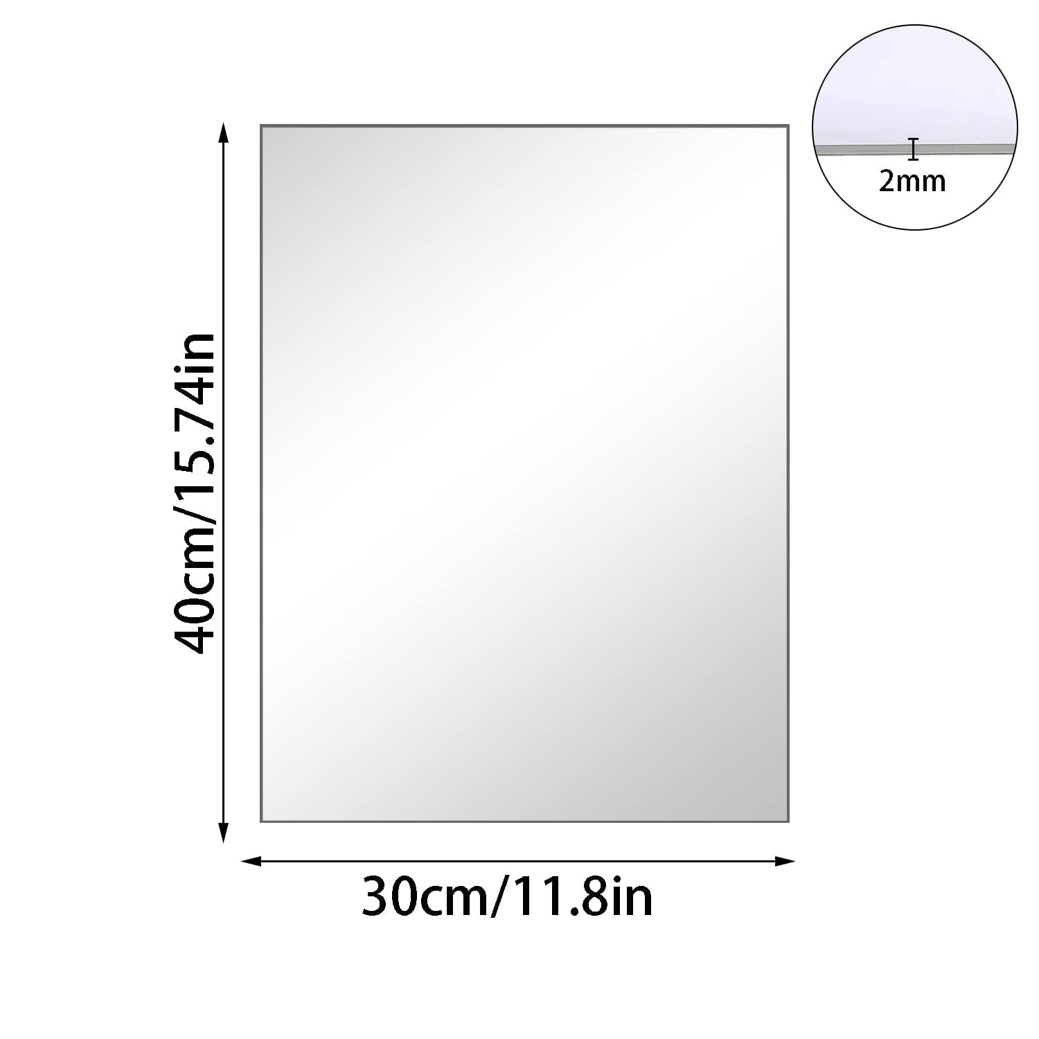 TSKDKIT 4Pcs Frameless Wall Mirror Tiles – 16x12in Self Adhesive Glass