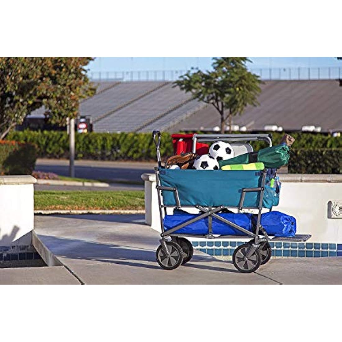 MacSports Double Decker Folding Wagon – Heavy Duty Utility Cart, Teal