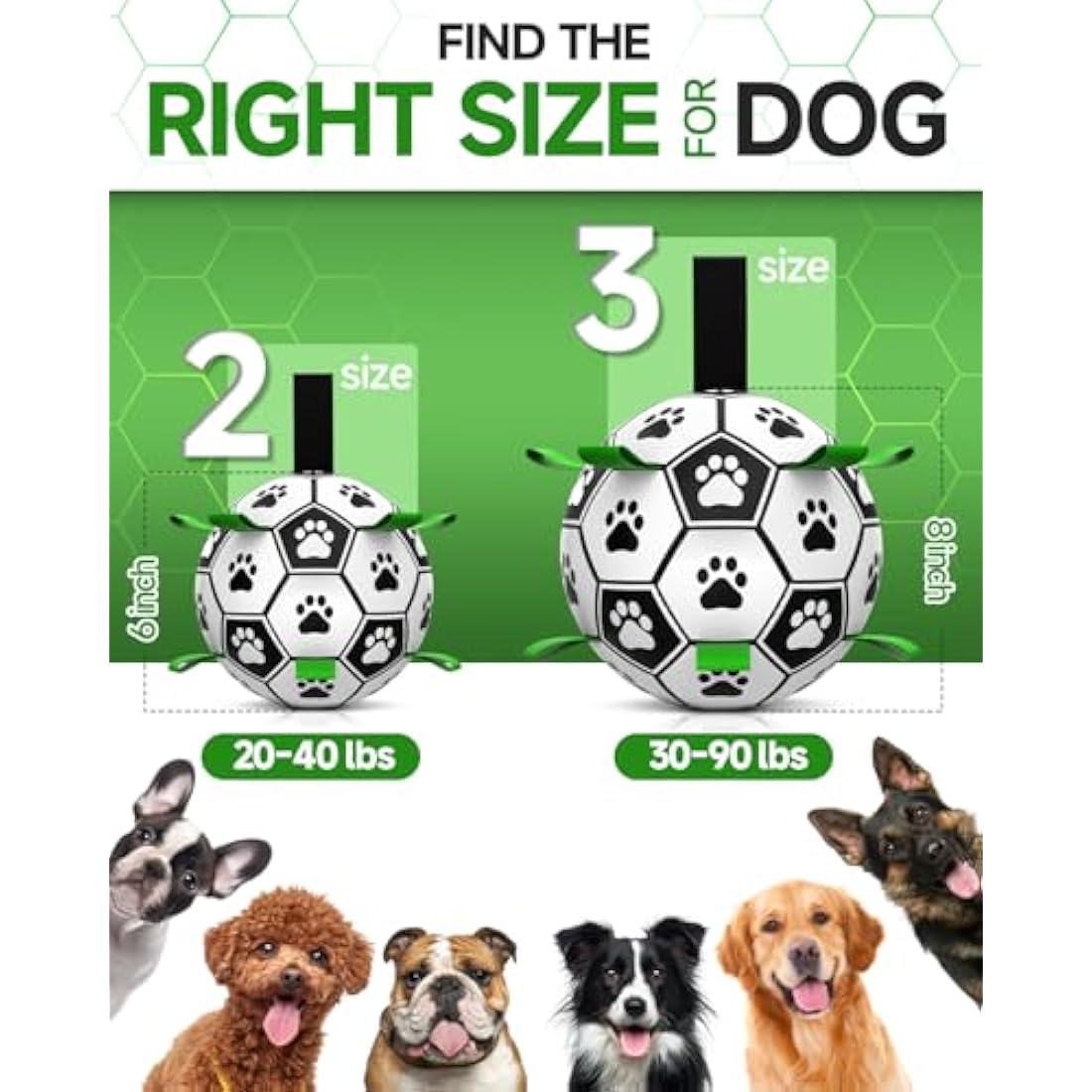 HETOO Interactive Dog Football Toy with Grab Tabs - Durable 6 Inch Ball