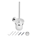 JASSFERRY Wall Mounted Toilet Brush Holder | Chrome & Frosted Glass