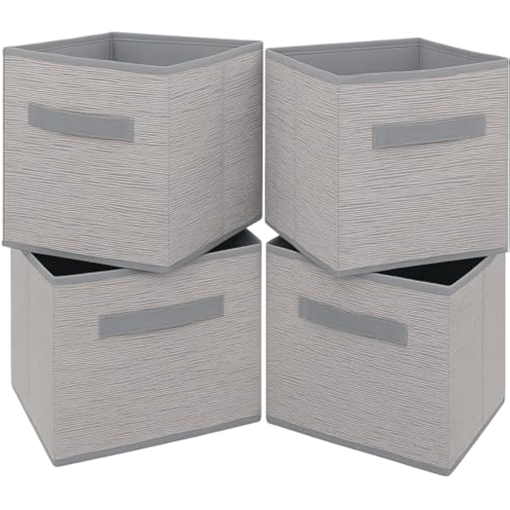 Jolof Store Grey Fabric Storage Cubes – 25cm Foldable Baskets, 4 Pack