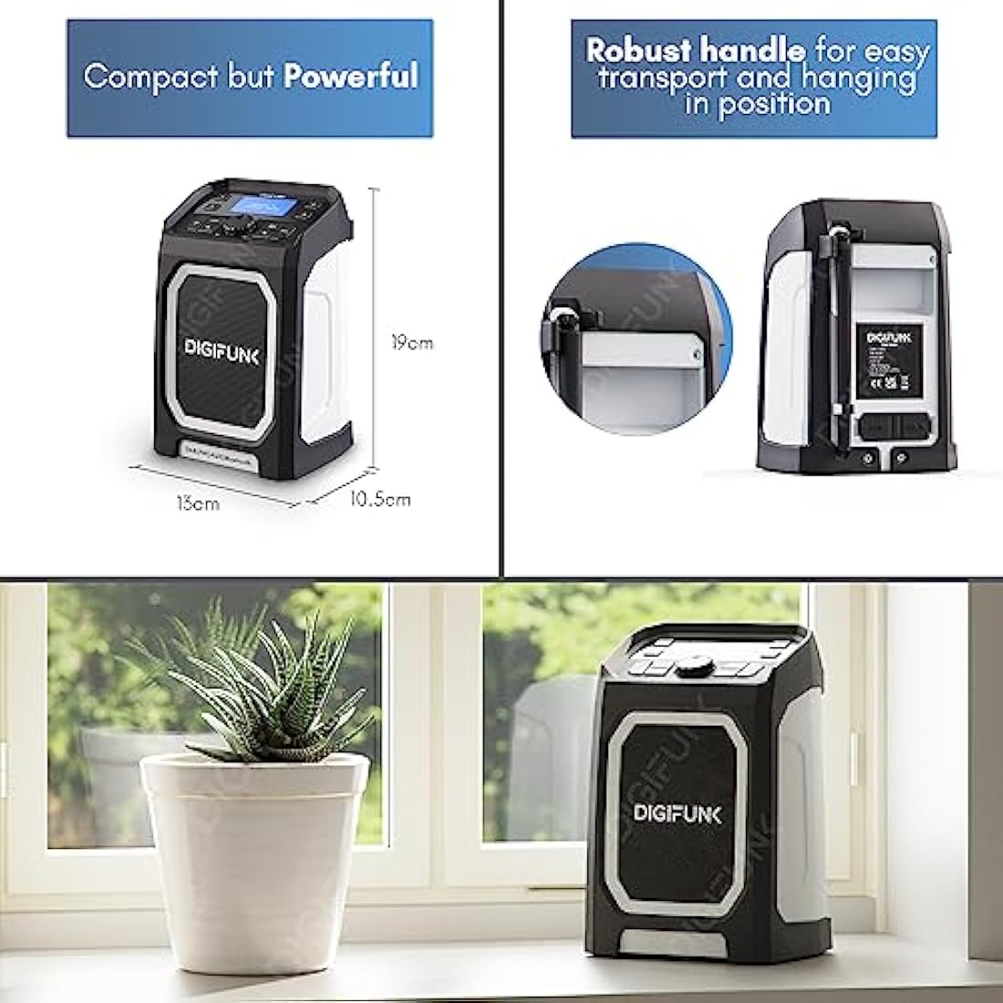 DigiFunk Site Radio – DAB/DAB+ Bluetooth IP65 Waterproof Rugged Work Radio