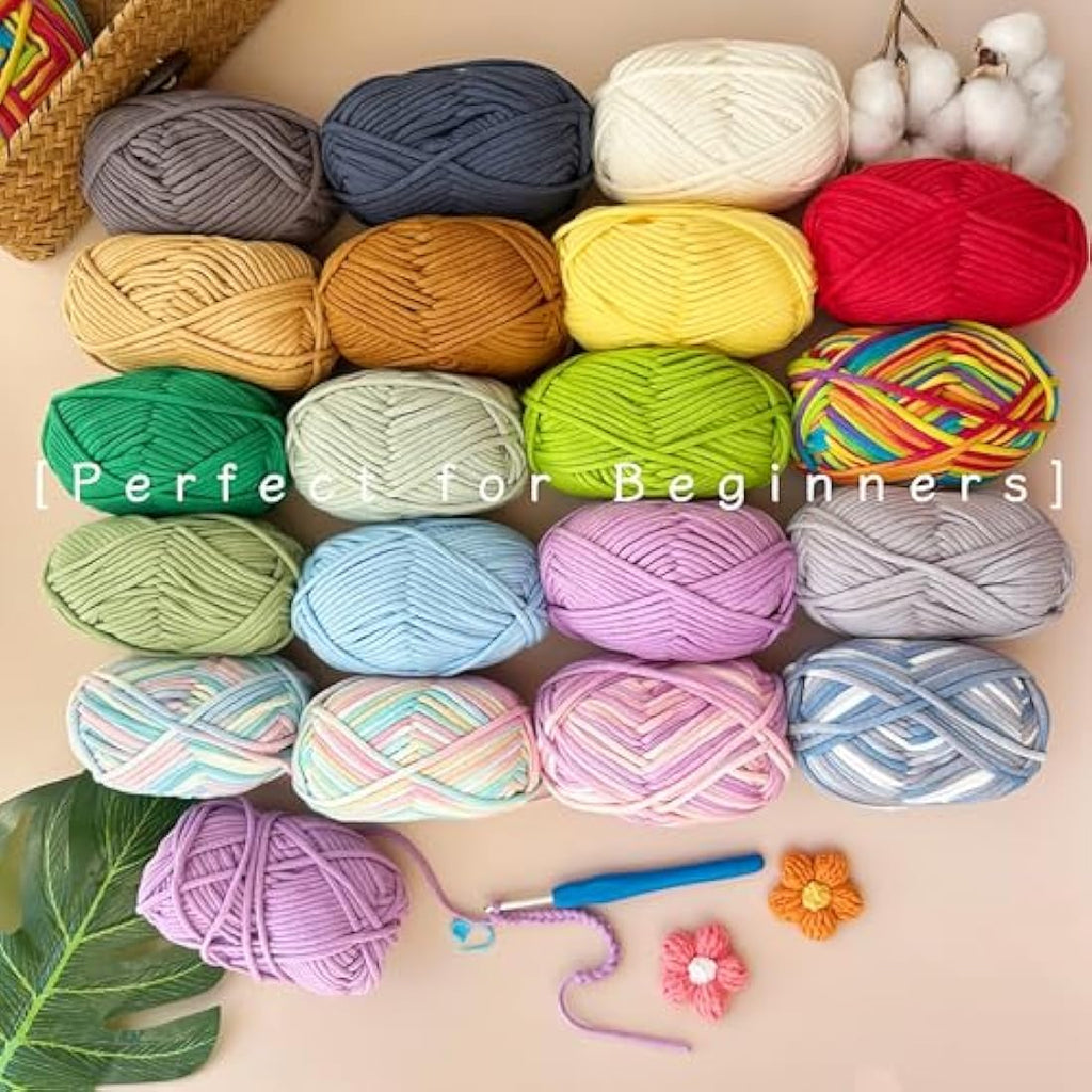 Jolof Store Chunky Cotton Yarn Kit – 12x50g Amigurumi Starter Set, Green