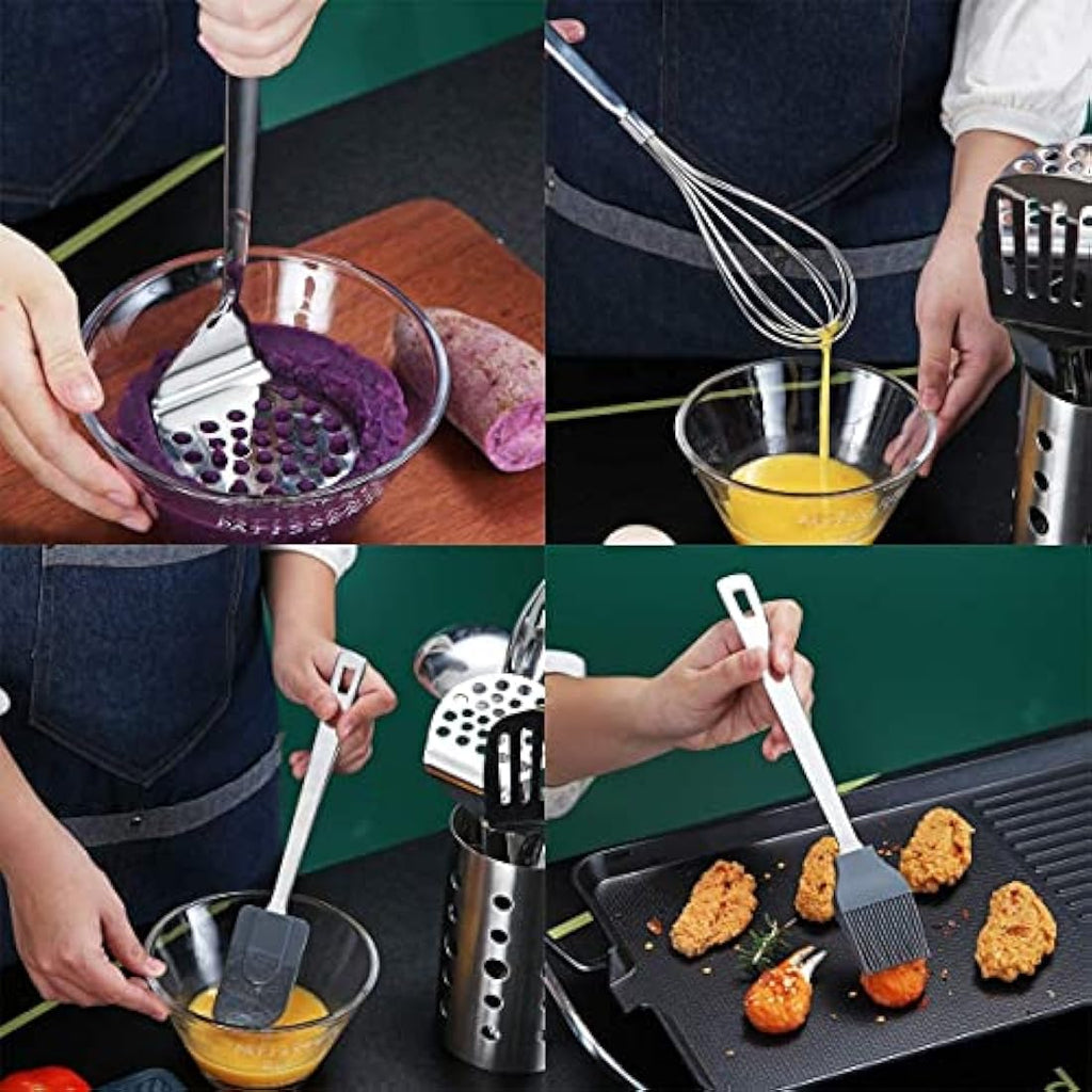 Berglander 13-Piece Stainless Steel Kitchen Utensils Set with Holder