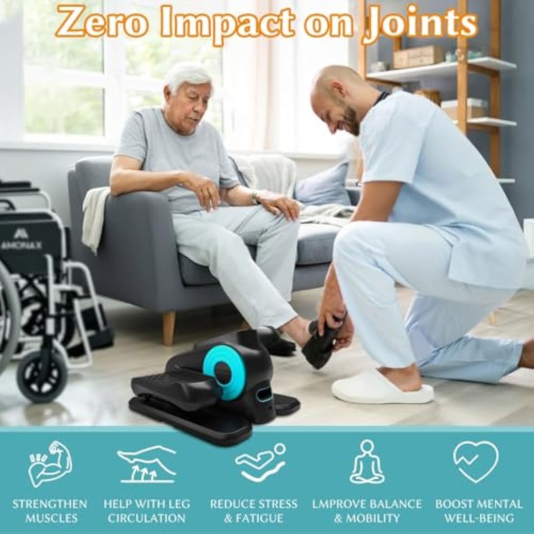 Amonax Electric Seated Pedal Exerciser – Under Desk Elliptical Machine