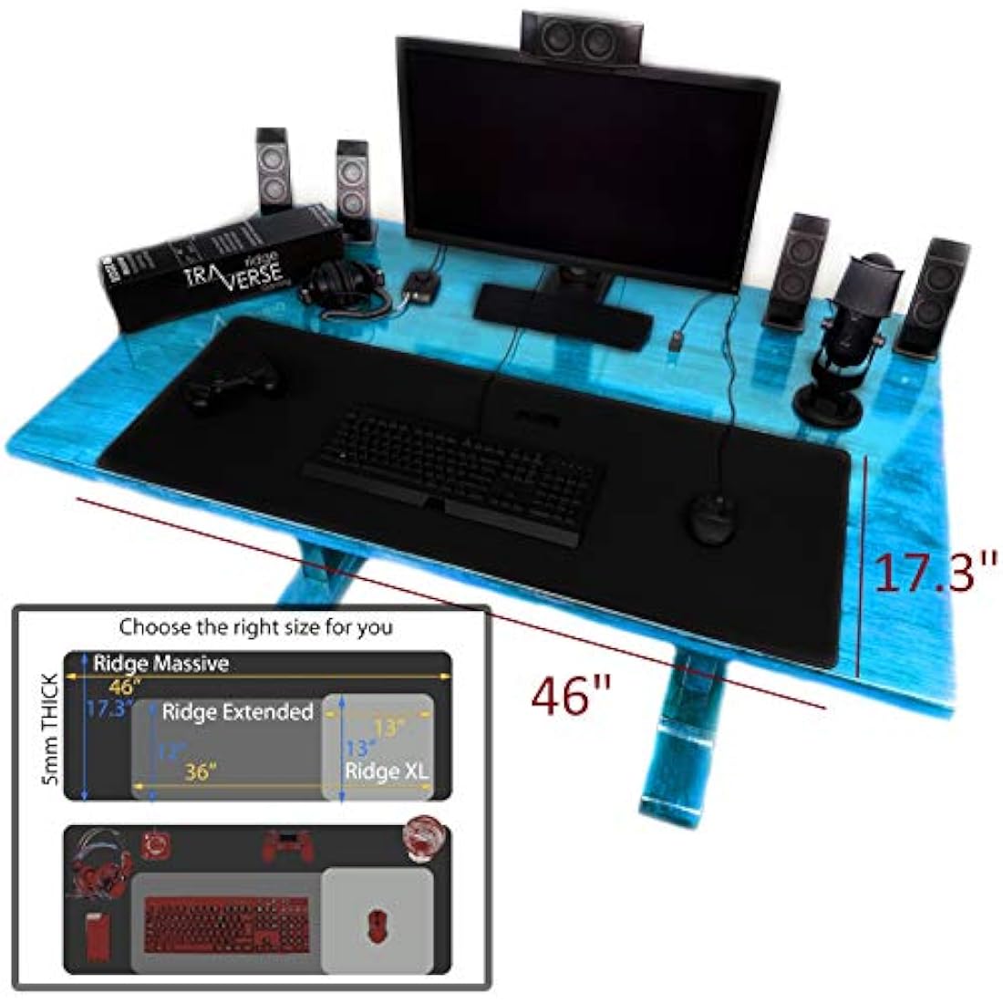 Jolof Store Traverse Ridge Pro Gaming Mouse Pad | 46x17in XXXL Desk Mat