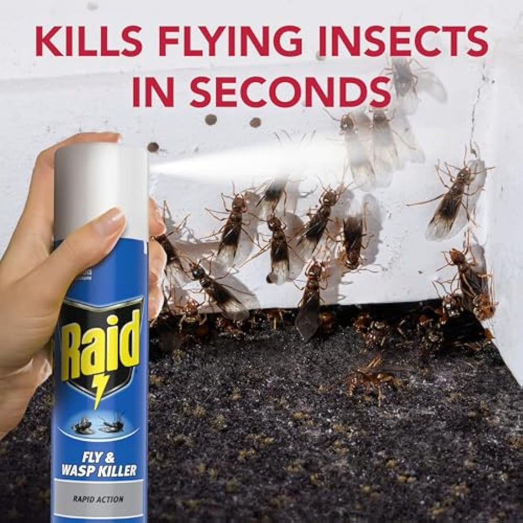 Raid Rapid Action Fly & Wasp Killer Spray, Indoor Use - 6 x 300ml