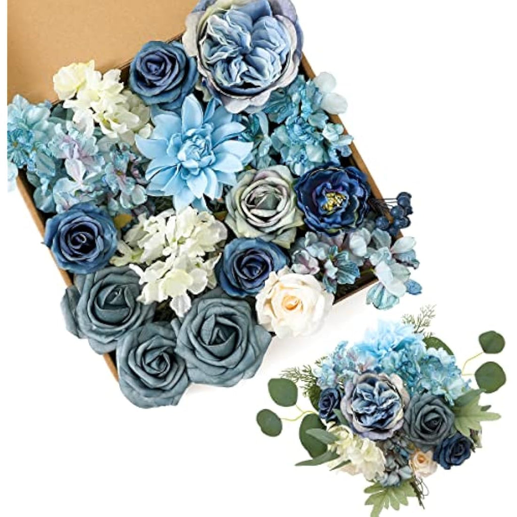 Dusty Blue Silk Artificial Flowers Combo for DIY Wedding