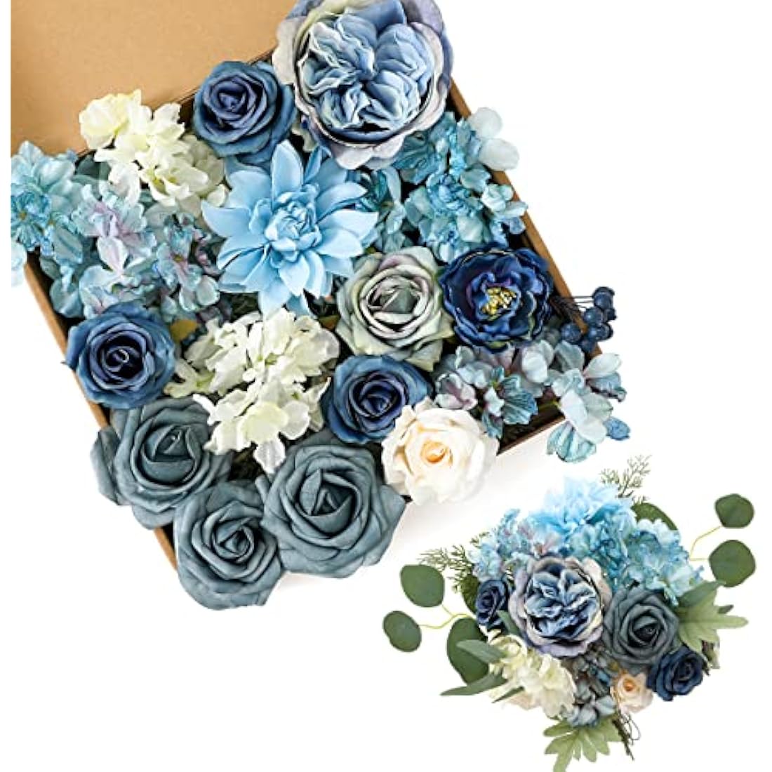 Dusty Blue Silk Artificial Flowers Combo for DIY Wedding