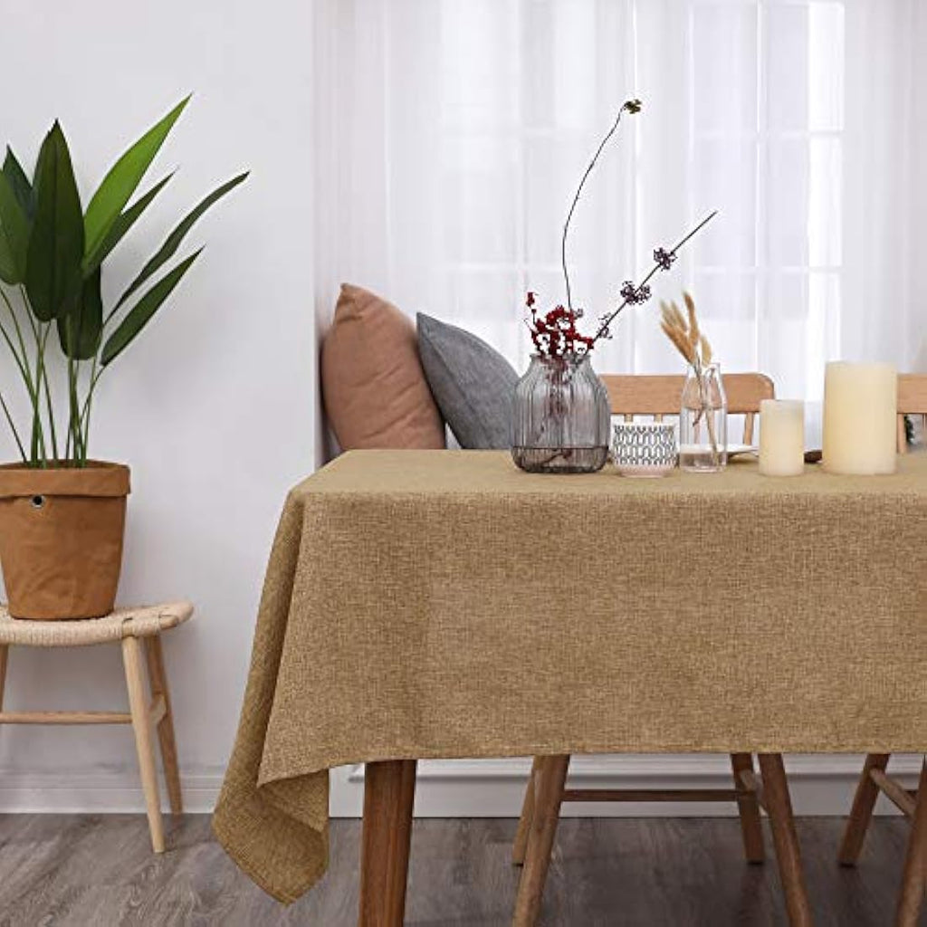 Deconovo Faux Linen Rectangle Tablecloth – Water Resistant, 59x95in