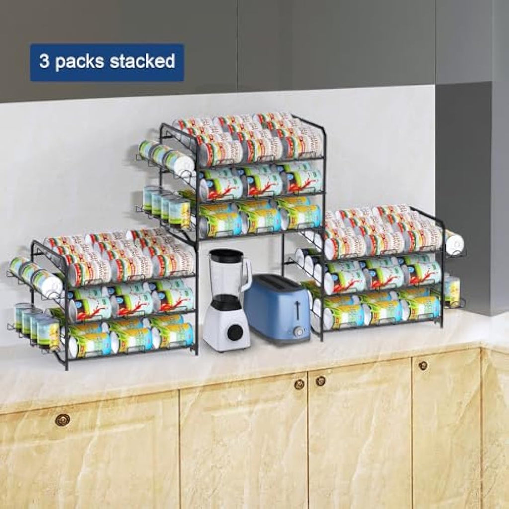 Mutool 3-Tier Can Rack Organizer – Stackable 42-Can Pantry Storage, Black