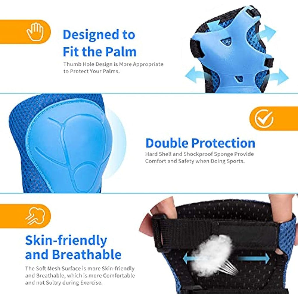 RUNDONG Kids Protective Gear Set – Knee, Elbow & Wrist Pads for Skating