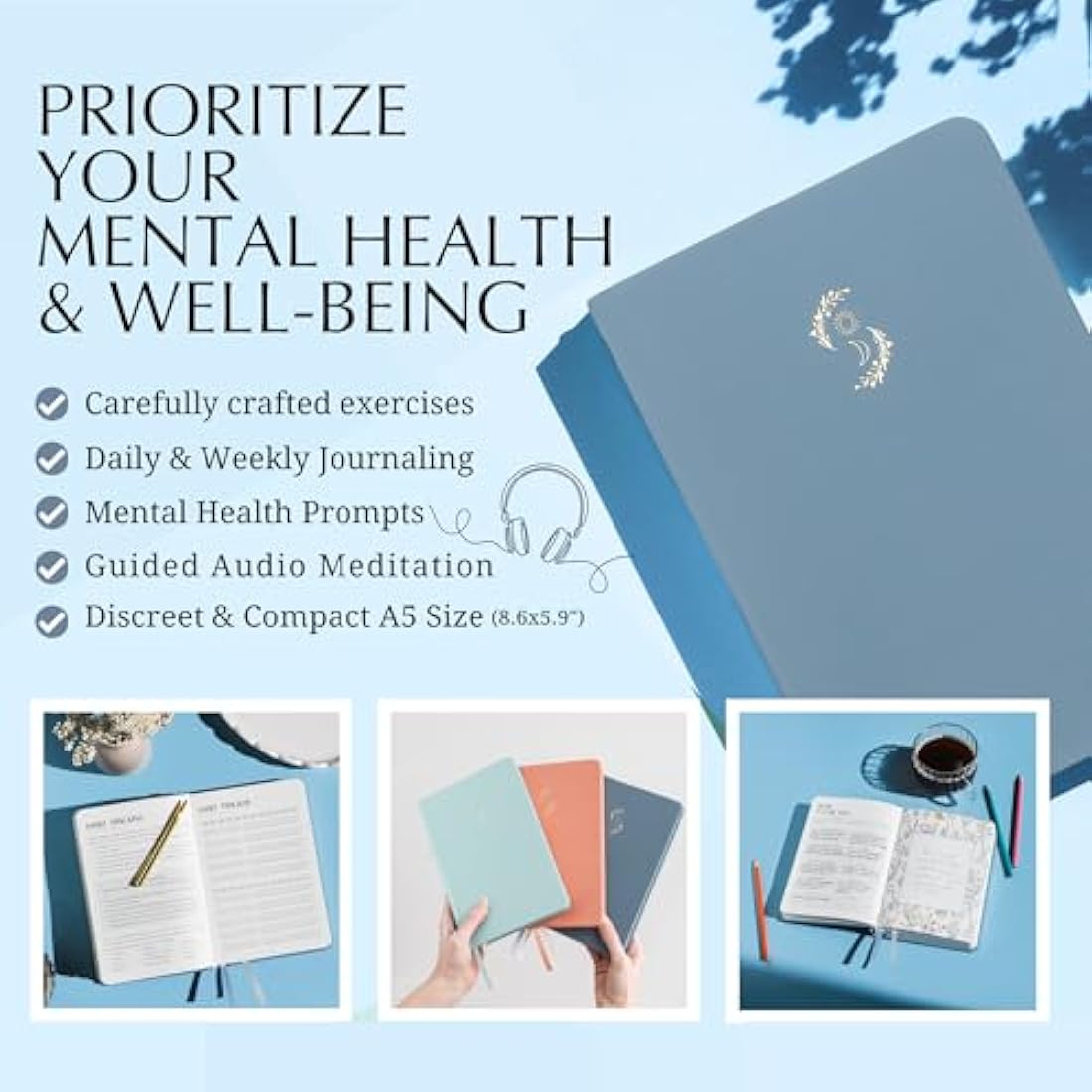 LIFTINSPIRE CO. Mental Health Journal – 6-Month Guided Wellness Planner