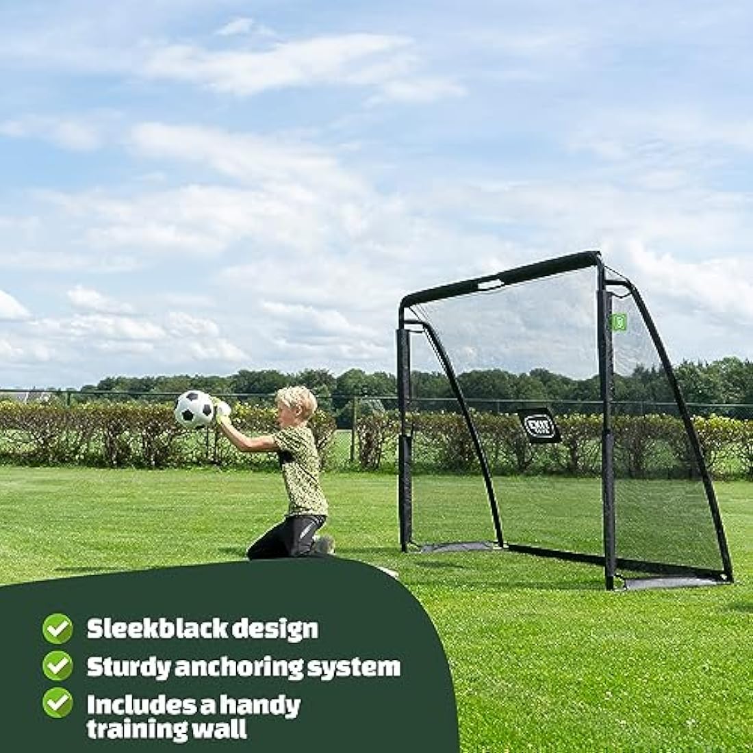 EXIT Toys Maestro Steel Football Goal with Training Screen | 180x120cm