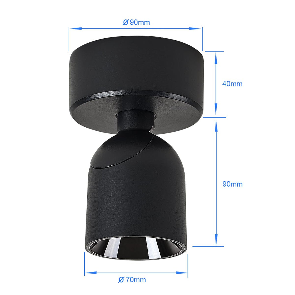 Budbuddy 12W LED Rotatable Ceiling Spotlight | Modern Black Wall Lamp