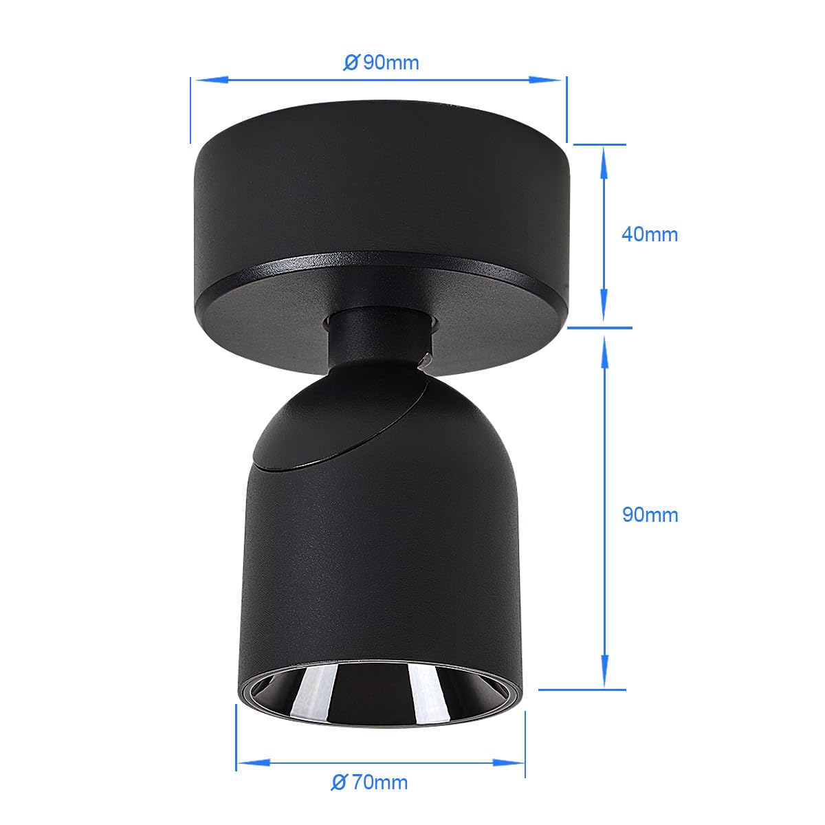 Budbuddy 12W LED Rotatable Ceiling Spotlight | Modern Black Wall Lamp