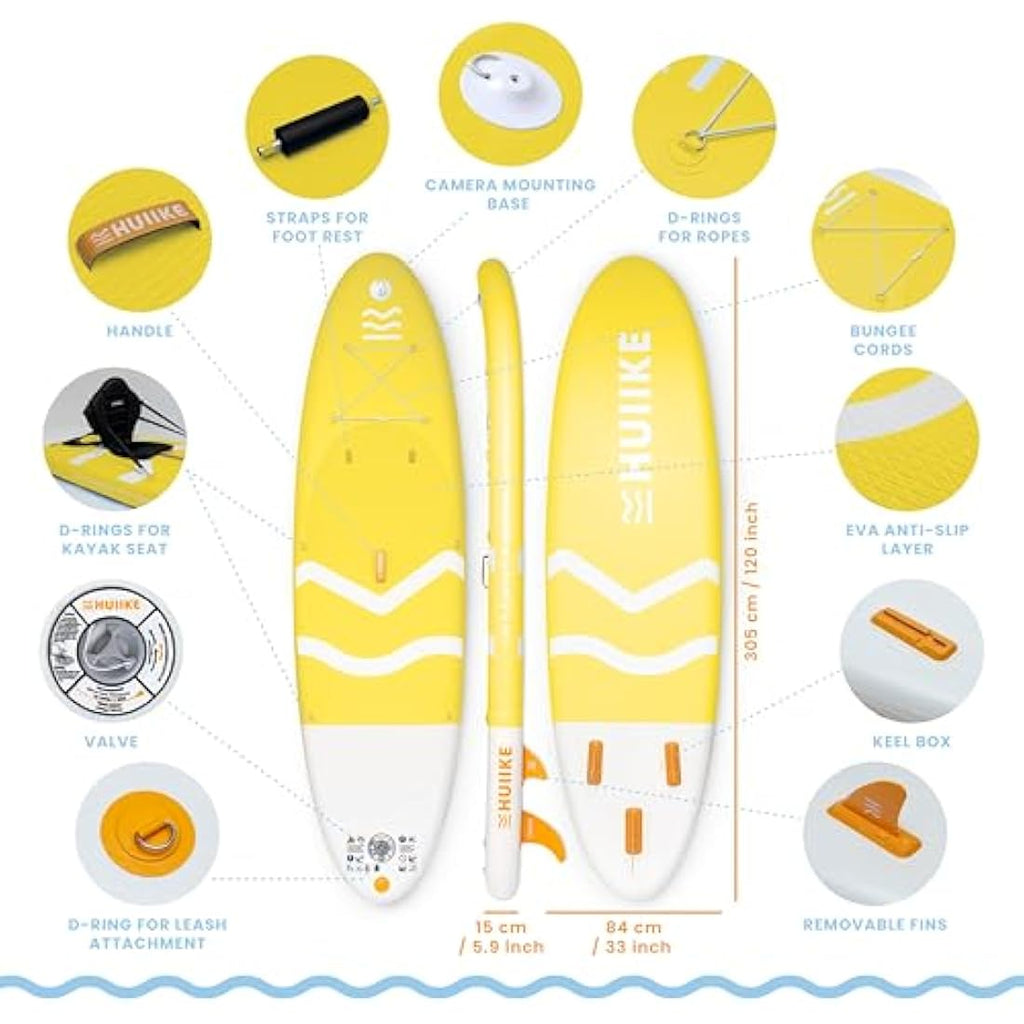 HUIIKE Inflatable Stand Up Paddle Board & Kayak - 10' x 33" x 6"