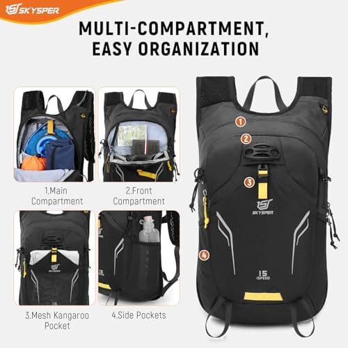 SKYSPER 15L Hiking Backpack – Lightweight Unisex Travel Daypack