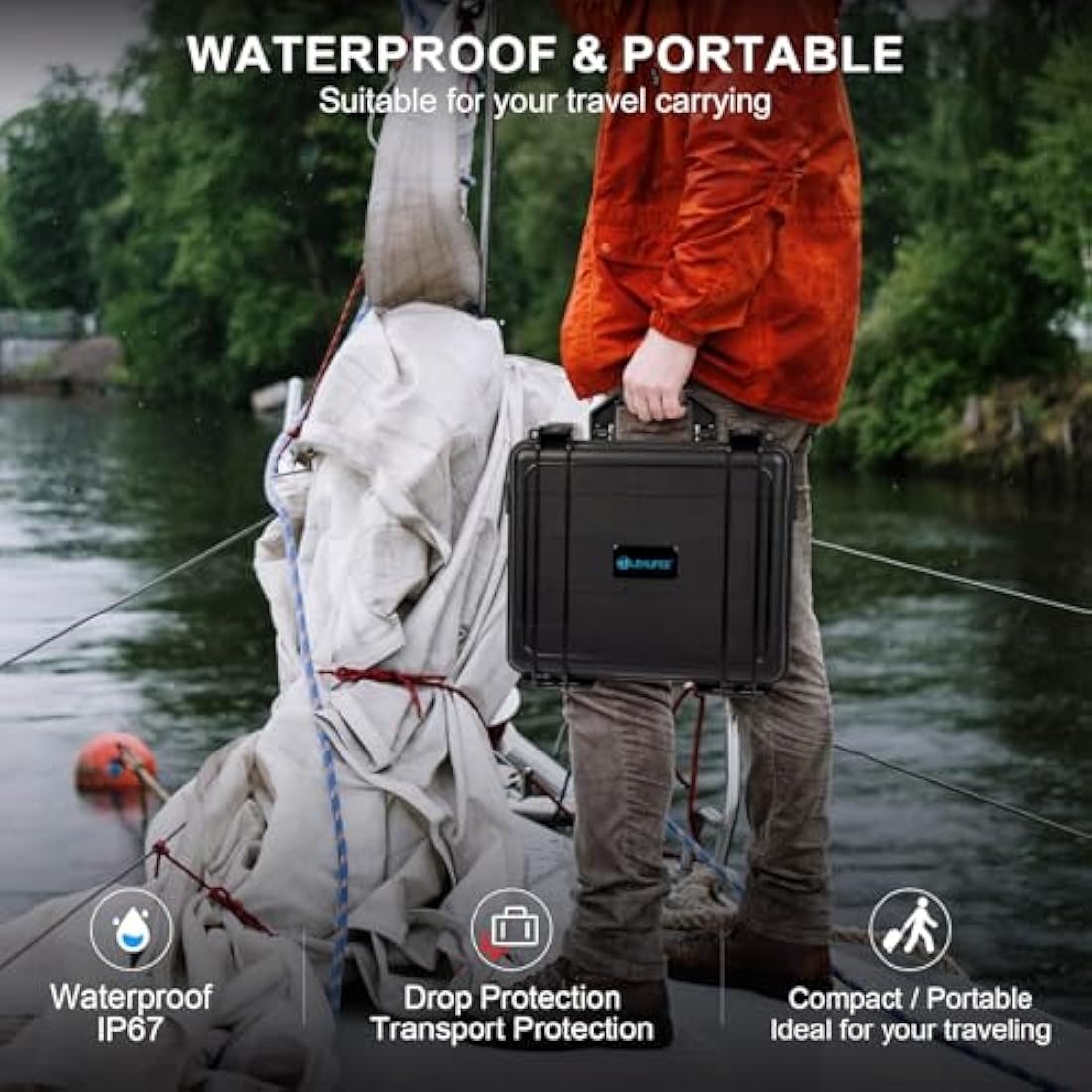 Lekufee Waterproof Hard Case for DJI Mini 4 Pro/3 Pro | Durable ABS Shell
