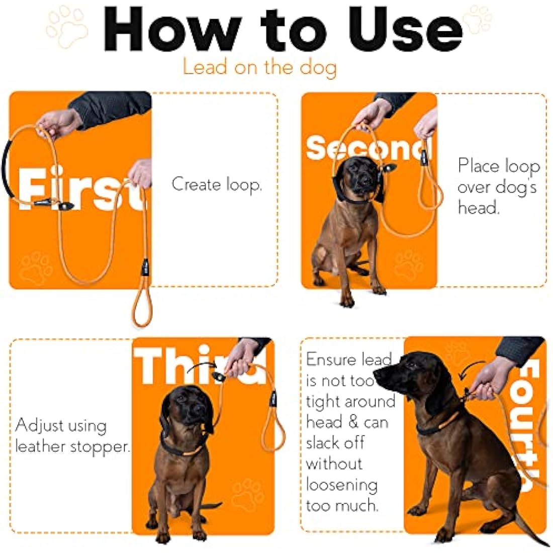 Padded Slip Lead – 1.8m Anti-Pull Rope Dog Training Leash