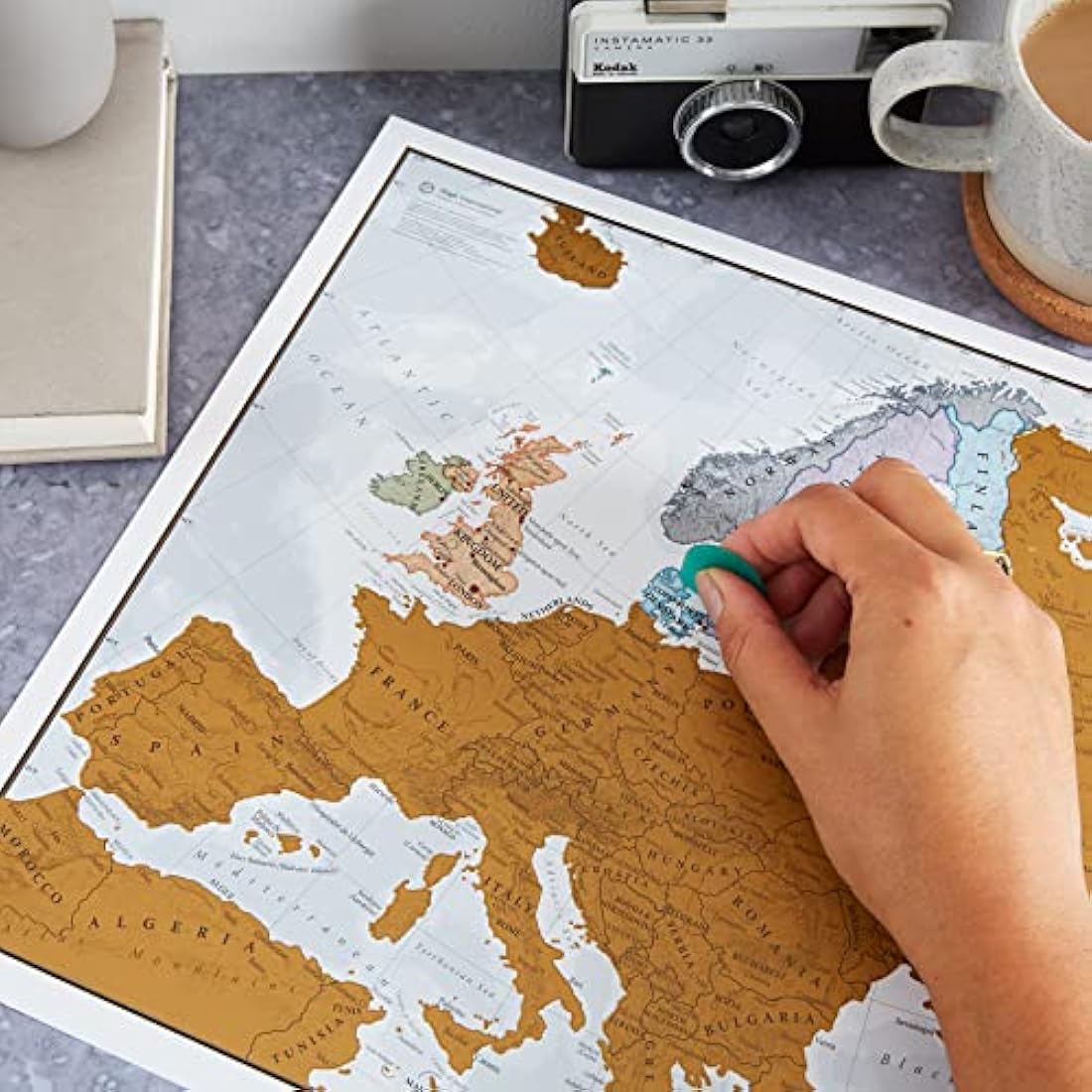 Scratch Off World Map Poster with Europe Map – Maps International Travel Gift