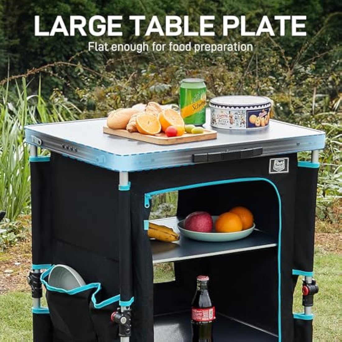 TIMBER RIDGE Folding Camping Cupboard – 3 Shelf Aluminum Storage Unit
