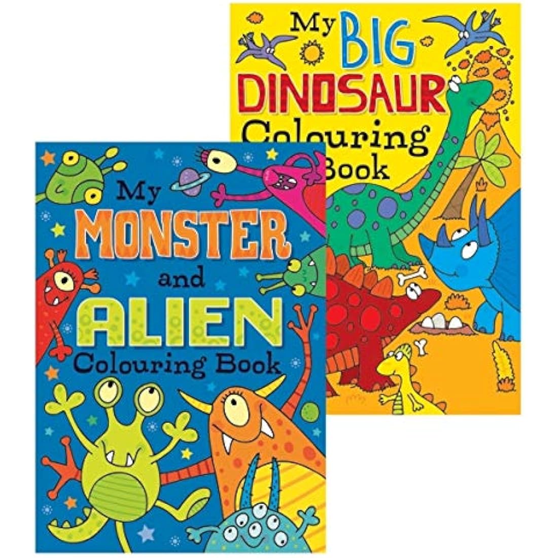 Squiggle Boys Colouring Books Set of 2 – Monster and Dinosaur A4 Art