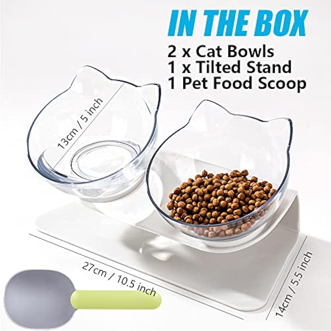 Raised Cat Bowl – 15° Tilted Anti-Vomiting Double Feeder