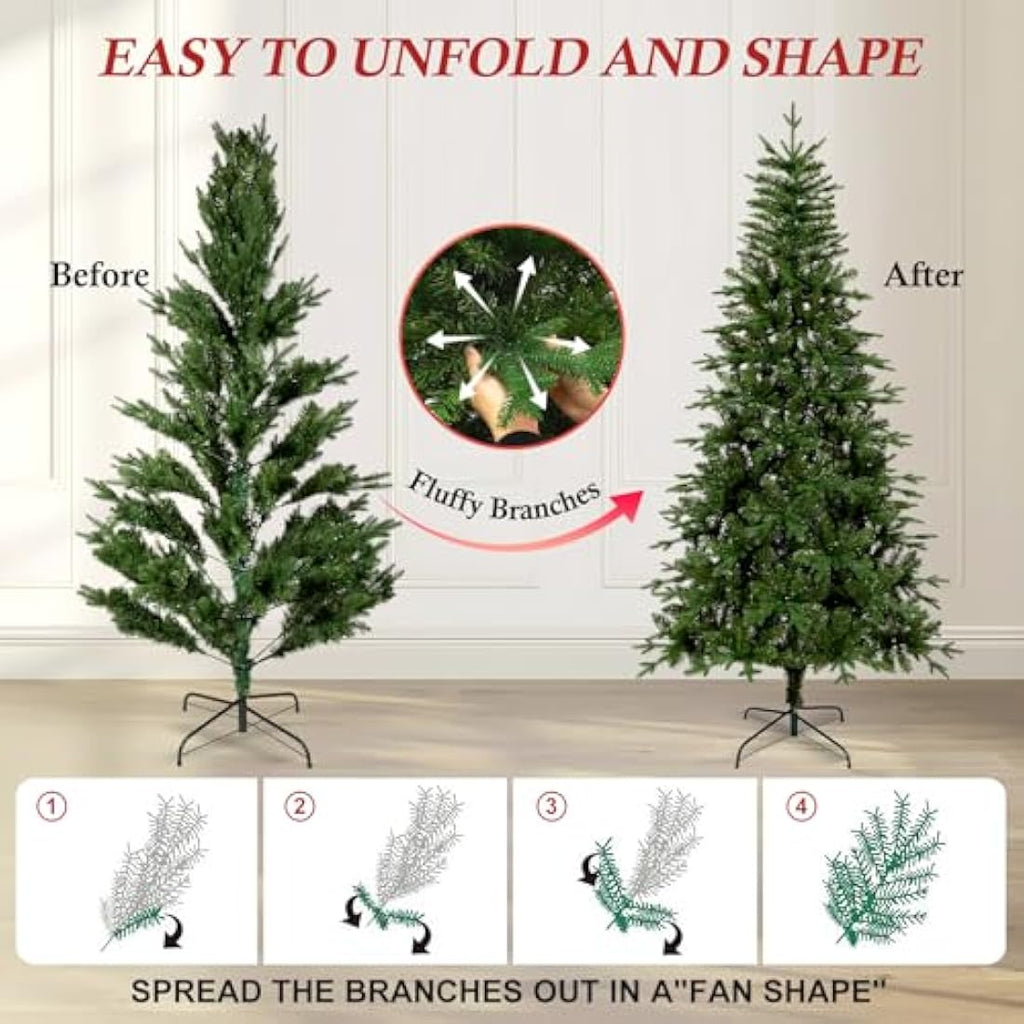 Uten 6ft Artificial Christmas Tree – Realistic PE & PVC Hinged Tree