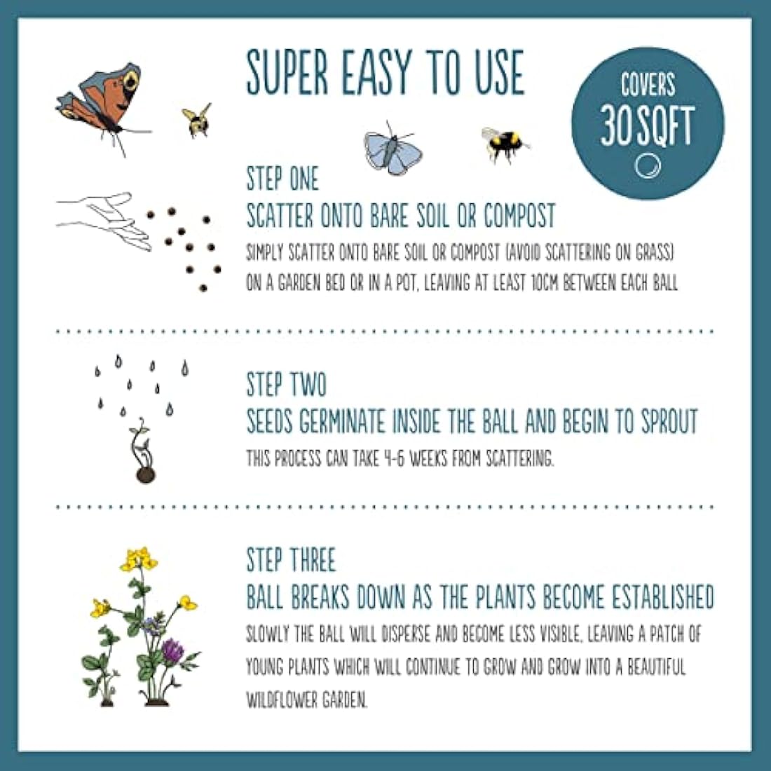 SEEDBALL Urban Meadow Wildflower Seed Bombs - 20 Native Flower Balls
