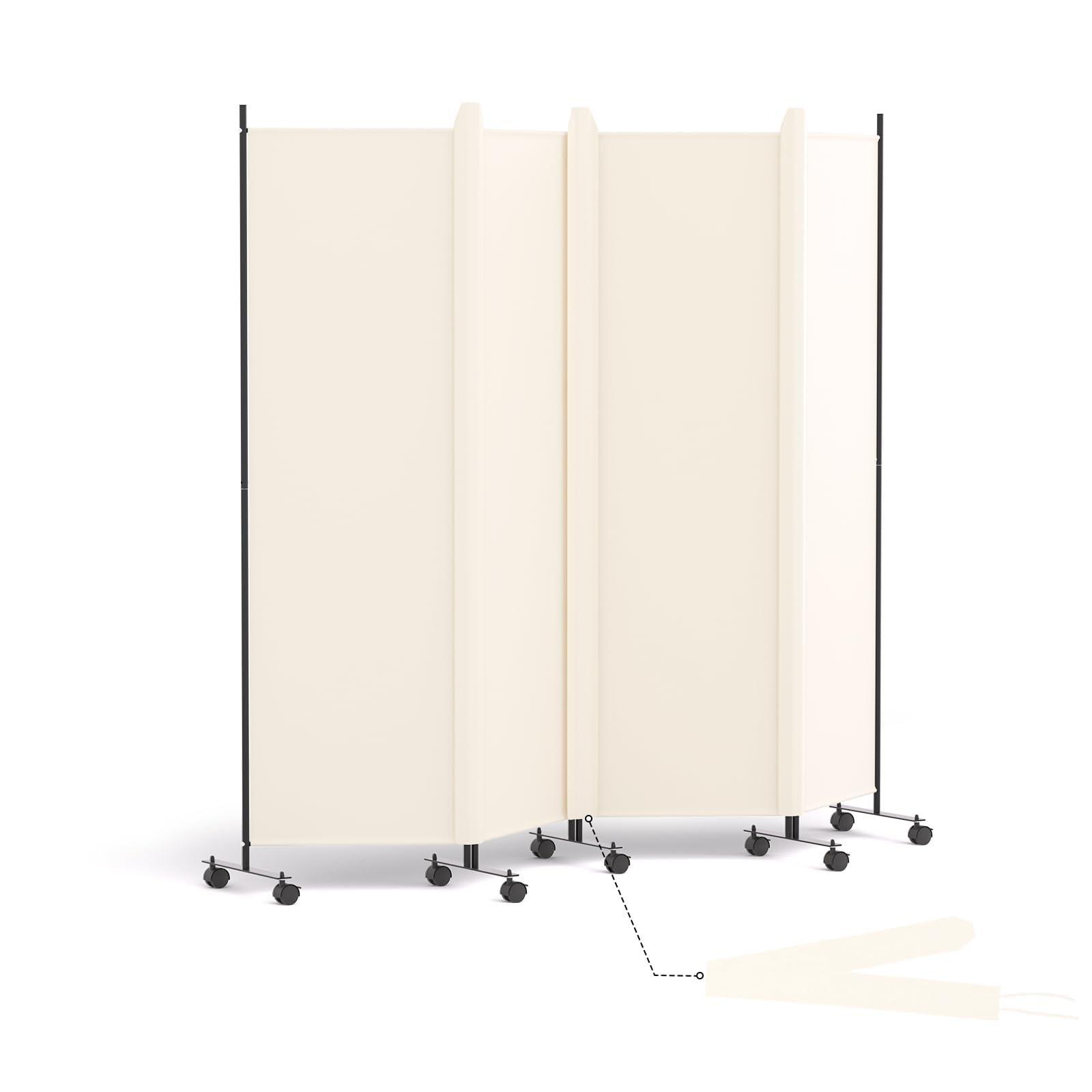 HIDODO 4 Panel Room Divider | Folding Privacy Screen with Lockable Wheels