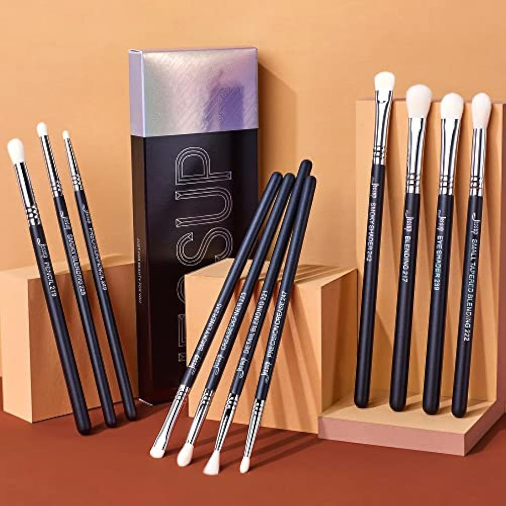 Jessup 11pcs Professional Eyeshadow Brush Set | Black Synthetic Brushes