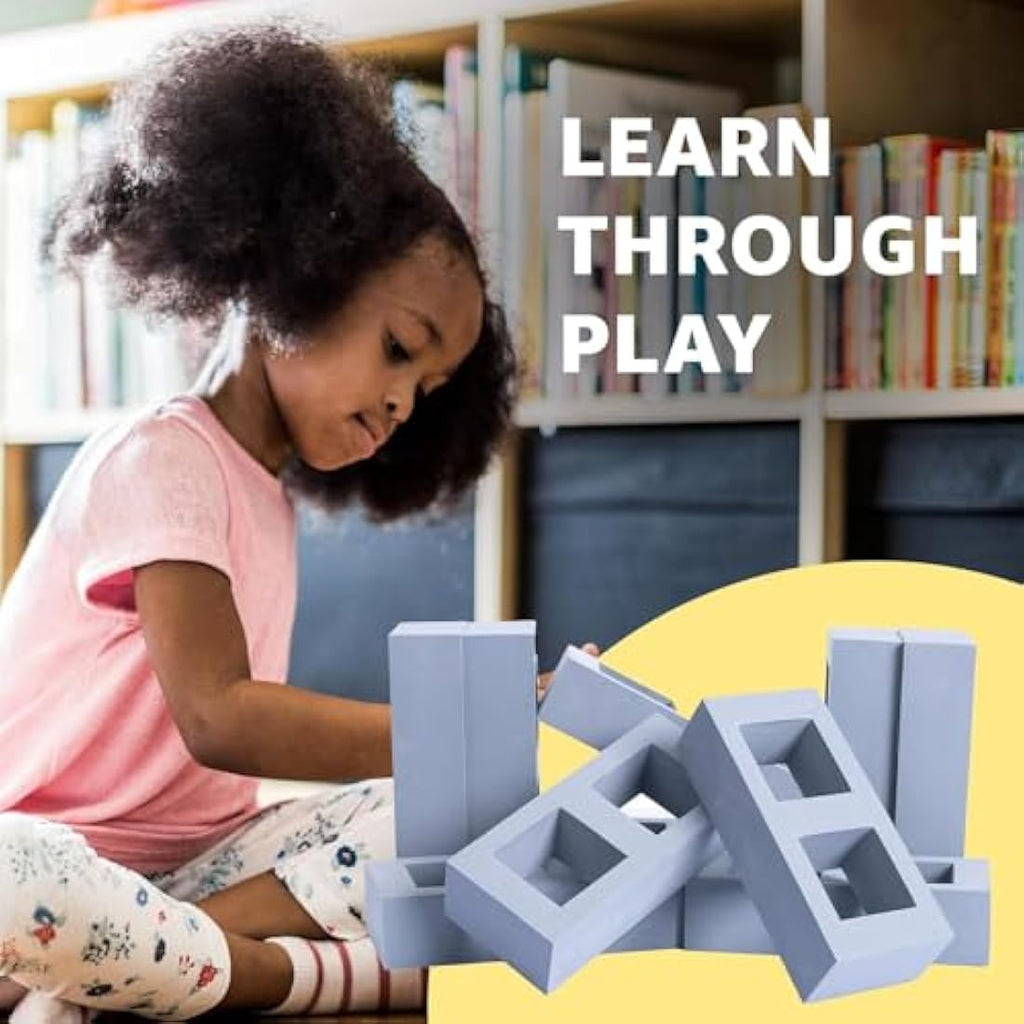 Bluecaps Foam Building Bricks – 30 Piece Realistic Grey Construction Set